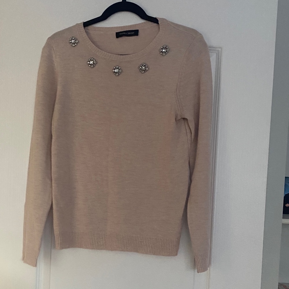 Ivanka Trump Cream Sweater with Embellishments